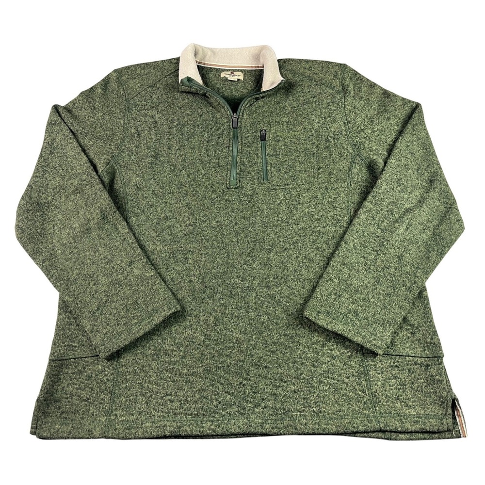 Woolrich‎ Marl Quarter Zip Fleece Pullover Sweater Mens 2XL XXL Green   Outdoors
